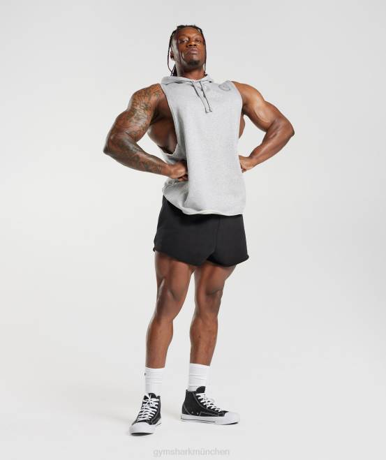 hellgrau meliert Kleidung Gymshark Männer Legacy-Kapuzenpullover mit Drop-Arm 04P8853