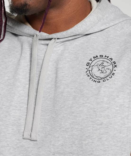 hellgrau meliert Kleidung Gymshark Männer Legacy-Kapuzenpullover mit Drop-Arm 04P8853