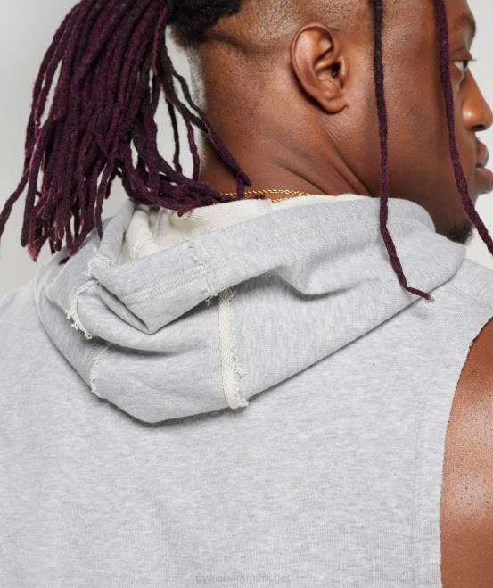 hellgrau meliert Kleidung Gymshark Männer Legacy-Kapuzenpullover mit Drop-Arm 04P8853