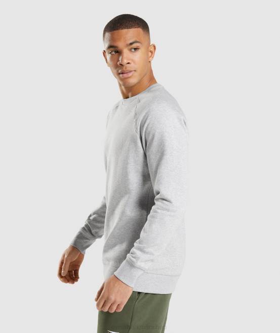 hellgrau meliert Kleidung Gymshark Männer Wappen-Sweatshirt 04P81055