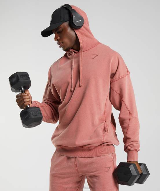 rosabraun Kleidung Gymshark Männer Kapuzenpullover mit Power-Waschung 04P8792