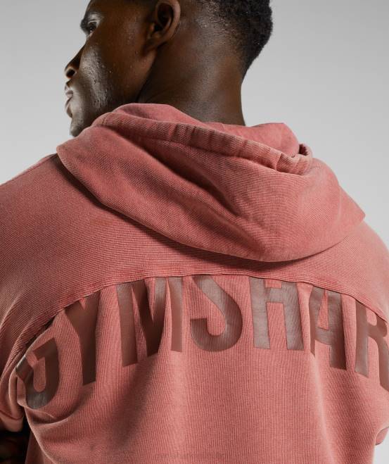rosabraun Kleidung Gymshark Männer Kapuzenpullover mit Power-Waschung 04P8792