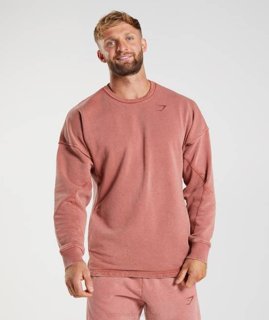 rosabraun Kleidung Gymshark Männer Powerwashed-Crew 04P8790