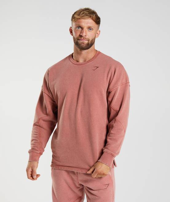 rosabraun Kleidung Gymshark Männer Powerwashed-Crew 04P8790
