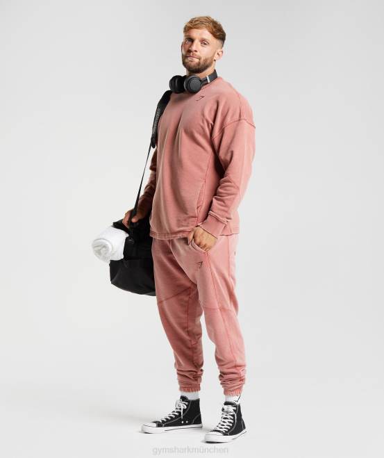rosabraun Kleidung Gymshark Männer Powerwashed-Crew 04P8790