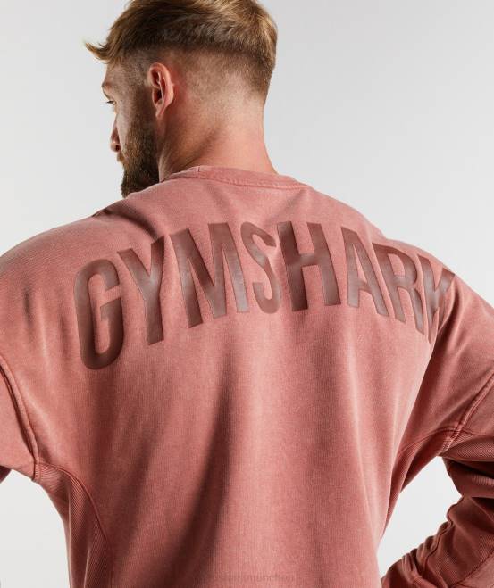 rosabraun Kleidung Gymshark Männer Powerwashed-Crew 04P8790