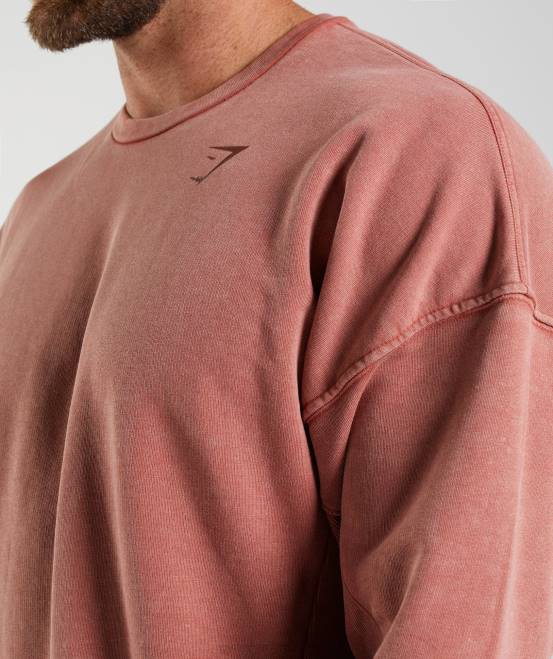 rosabraun Kleidung Gymshark Männer Powerwashed-Crew 04P8790