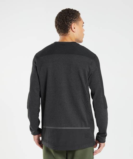 schwarzer Mergel Kleidung Gymshark Männer Besatzung zurückerobern 04P8830