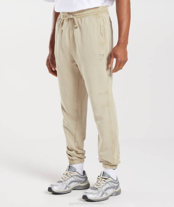 Kieselgrau/Acid-Waschung Kleidung Gymshark Männer College-Jogger 04P81057