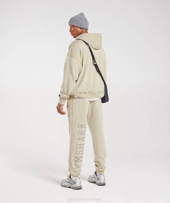 Kieselgrau/Acid-Waschung Kleidung Gymshark Männer College-Jogger 04P81057