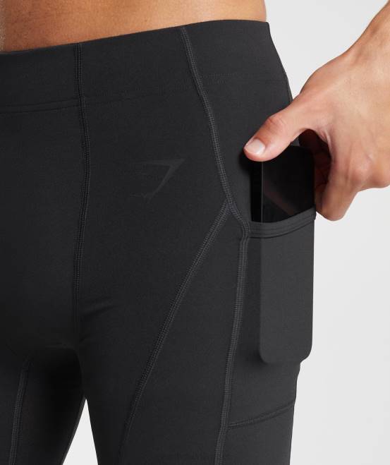 Schwarz Kleidung Gymshark Männer Kontroll-Baselayer-Shorts 04P8561