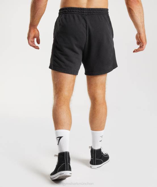 Schwarz Kleidung Gymshark Männer Powergewaschene 5-Zoll-Shorts 04P8524