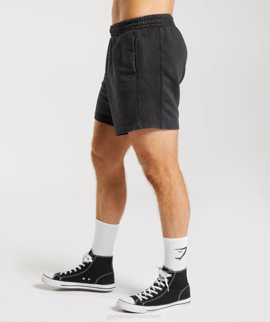 Schwarz Kleidung Gymshark Männer Powergewaschene 5-Zoll-Shorts 04P8524