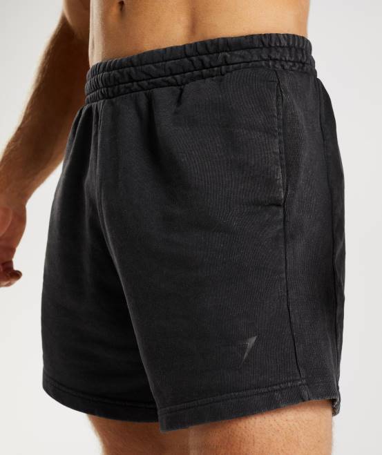 Schwarz Kleidung Gymshark Männer Powergewaschene 5-Zoll-Shorts 04P8524