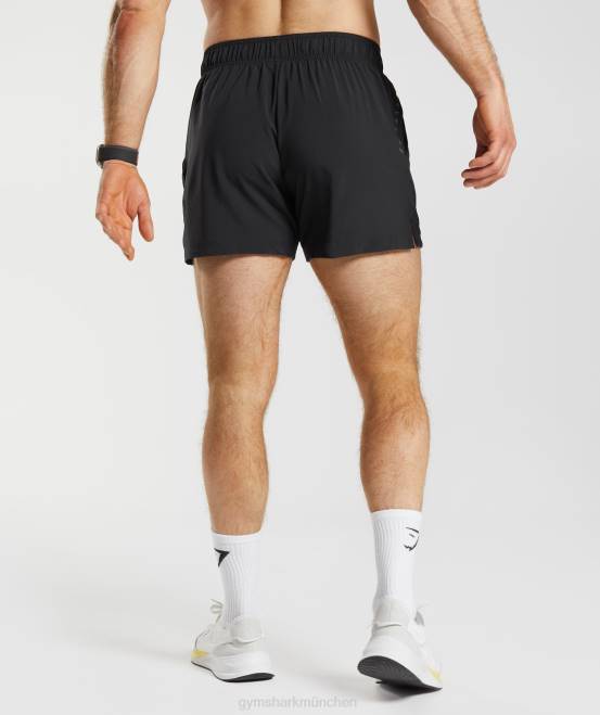 Schwarz Kleidung Gymshark Männer Sportshorts mit 5 Zoll 04P8511