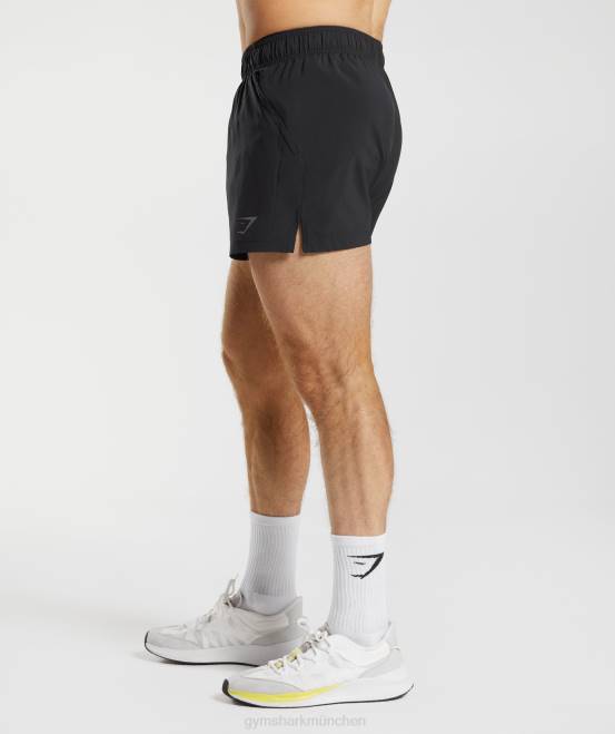 Schwarz Kleidung Gymshark Männer Sportshorts mit 5 Zoll 04P8511