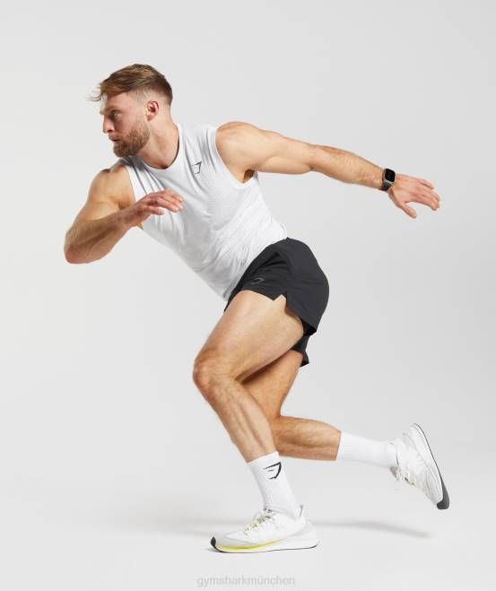 Schwarz Kleidung Gymshark Männer Sportshorts mit 5 Zoll 04P8511