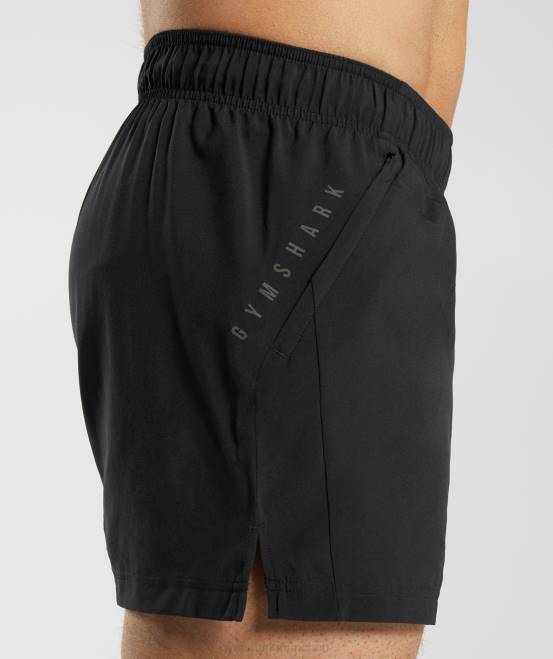 Schwarz Kleidung Gymshark Männer Sportshorts mit 5 Zoll 04P8511
