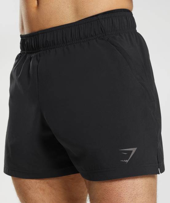 Schwarz Kleidung Gymshark Männer Sportshorts mit 5 Zoll 04P8511