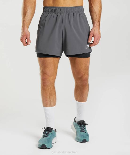 Silhouette grau/schwarz Kleidung Gymshark Männer Sport 5" 2-in-1-Shorts 04P8551
