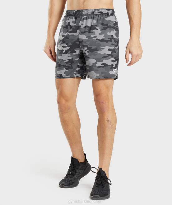 grauer Druck Kleidung Gymshark Männer Ankunftsshorts 04P8534