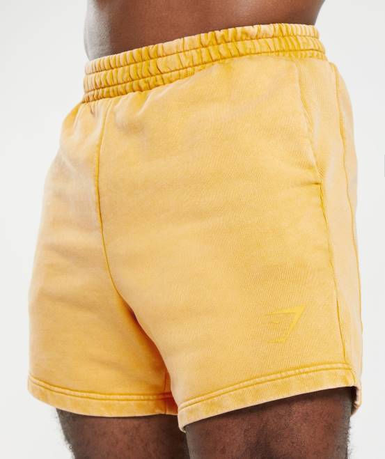 sonniges Gelb Kleidung Gymshark Männer Powergewaschene 5-Zoll-Shorts 04P8562