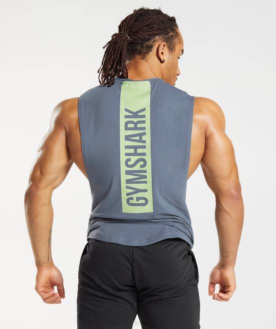 Abendblau Kleidung Gymshark Männer Fetter Drop-Arm-Tank 04P8907