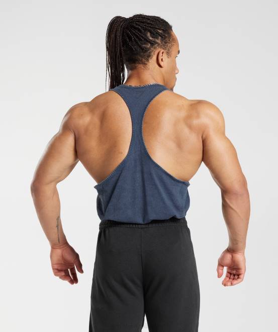 Abendblau Kleidung Gymshark Männer Powergewaschener Stringer 04P8983