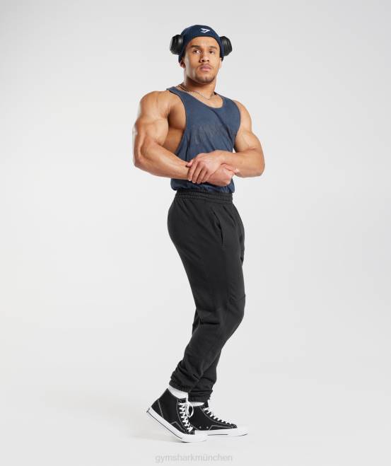 Abendblau Kleidung Gymshark Männer Powergewaschener Stringer 04P8983