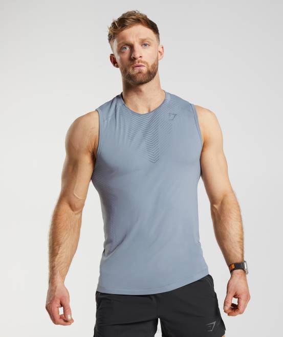 Driftgrau/Abendblau (ausverkauft) Kleidung Gymshark Männer Apex-Tank 04P8971