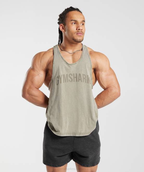 Ecrubraun Kleidung Gymshark Männer Powergewaschener Stringer 04P8976