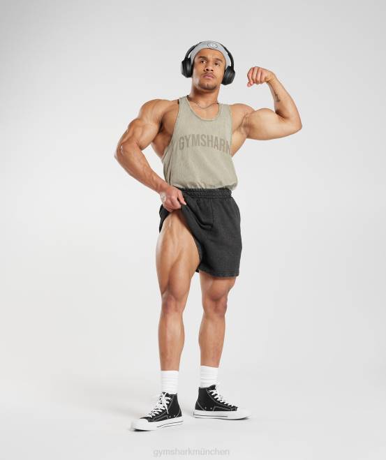 Ecrubraun Kleidung Gymshark Männer Powergewaschener Stringer 04P8976