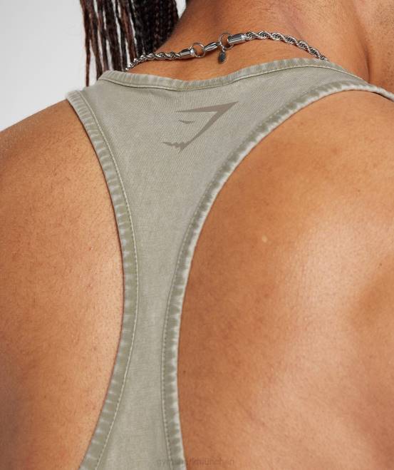 Ecrubraun Kleidung Gymshark Männer Powergewaschener Stringer 04P8976