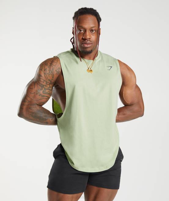 Flora grün Kleidung Gymshark Männer Fetter Drop-Arm-Tank 04P8912