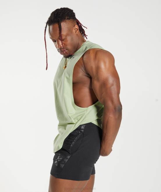 Flora grün Kleidung Gymshark Männer Fetter Drop-Arm-Tank 04P8912
