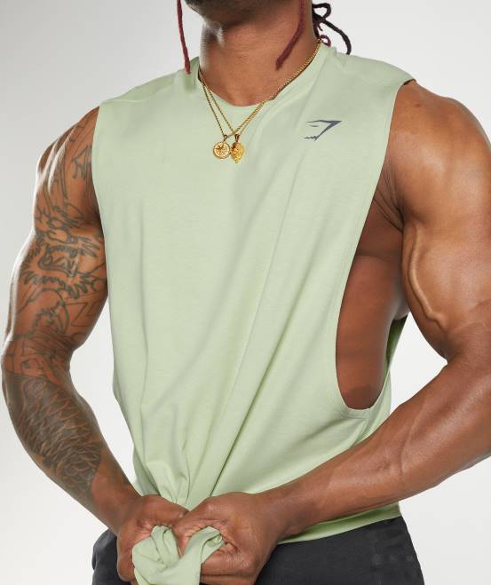 Flora grün Kleidung Gymshark Männer Fetter Drop-Arm-Tank 04P8912
