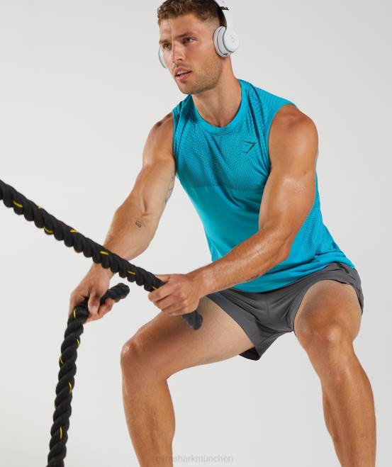 Haifischblau/Atlantikblau Kleidung Gymshark Männer Apex nahtloser Tank 04P8951