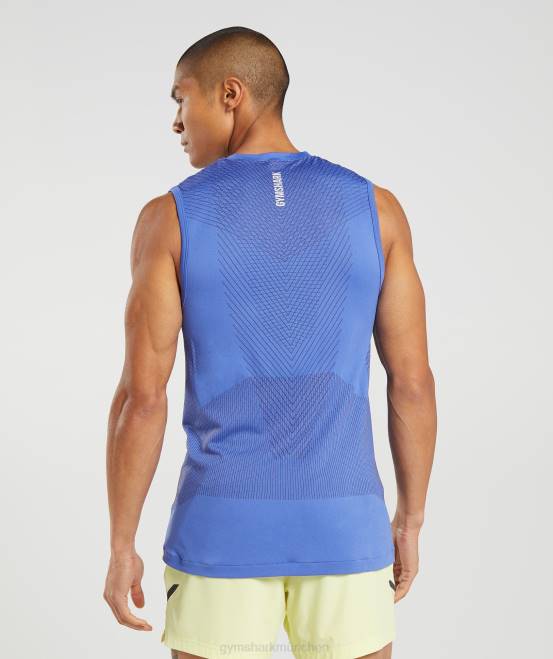 Hofblau/Onyxgrau Kleidung Gymshark Männer Apex nahtloser Tank 04P8914
