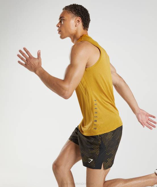 Kurkuma gelb/schwarz meliert Kleidung Gymshark Männer Sporttank 04P8913