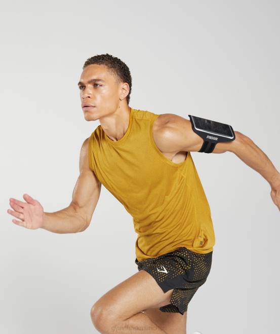 Kurkuma gelb/schwarz meliert Kleidung Gymshark Männer Sporttank 04P8913
