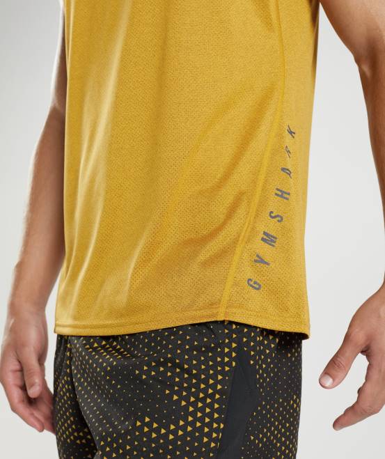 Kurkuma gelb/schwarz meliert Kleidung Gymshark Männer Sporttank 04P8913