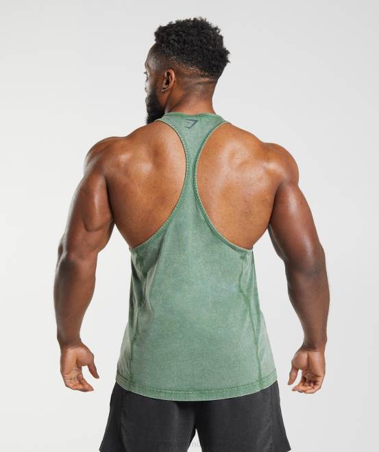 Leguan grün Kleidung Gymshark Männer Powergewaschener Stringer 04P81001