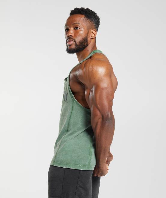 Leguan grün Kleidung Gymshark Männer Powergewaschener Stringer 04P81001