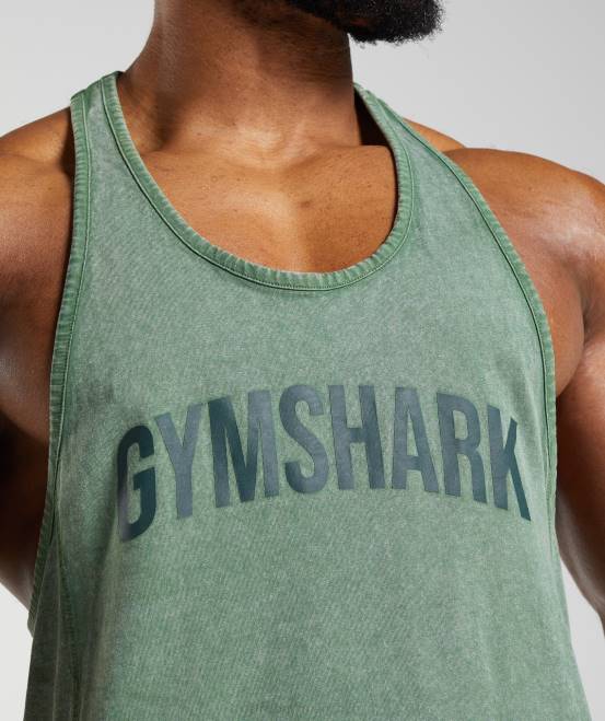 Leguan grün Kleidung Gymshark Männer Powergewaschener Stringer 04P81001