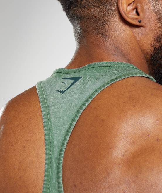 Leguan grün Kleidung Gymshark Männer Powergewaschener Stringer 04P81001