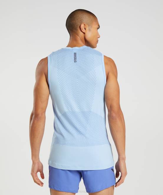 Leinenblau/Hofblau Kleidung Gymshark Männer Apex nahtloser Tank 04P8938