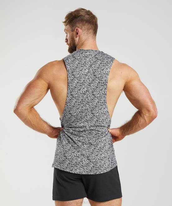 Onyxgrau Kleidung Gymshark Männer Reagieren Sie mit dem Drop-Arm-Tank 04P8968