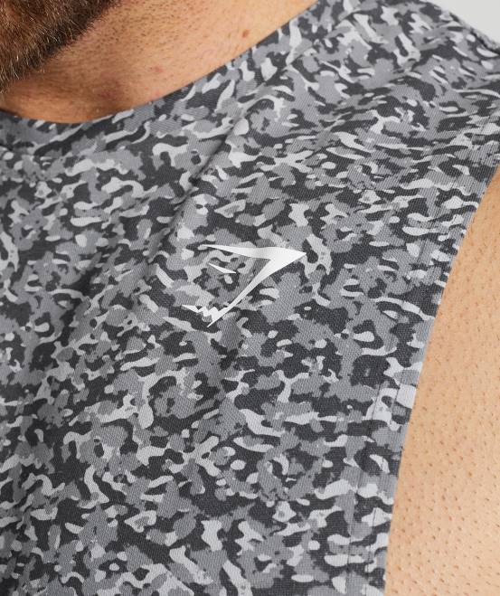 Onyxgrau Kleidung Gymshark Männer Reagieren Sie mit dem Drop-Arm-Tank 04P8968