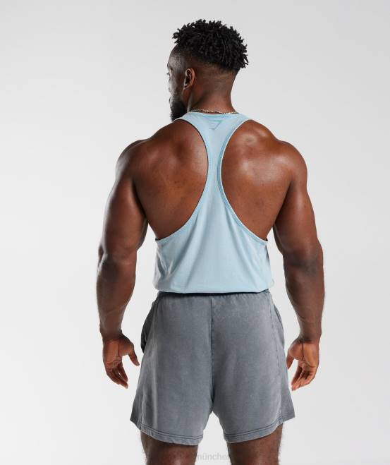 Ozonblau Kleidung Gymshark Männer Powergewaschener Stringer 04P8982