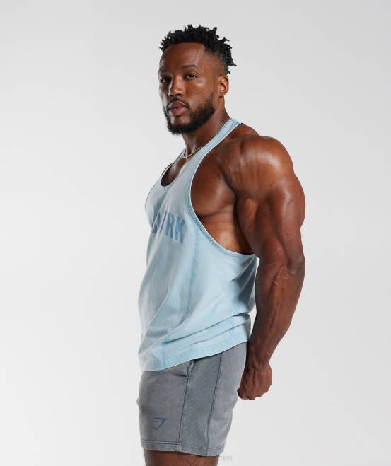 Ozonblau Kleidung Gymshark Männer Powergewaschener Stringer 04P8982